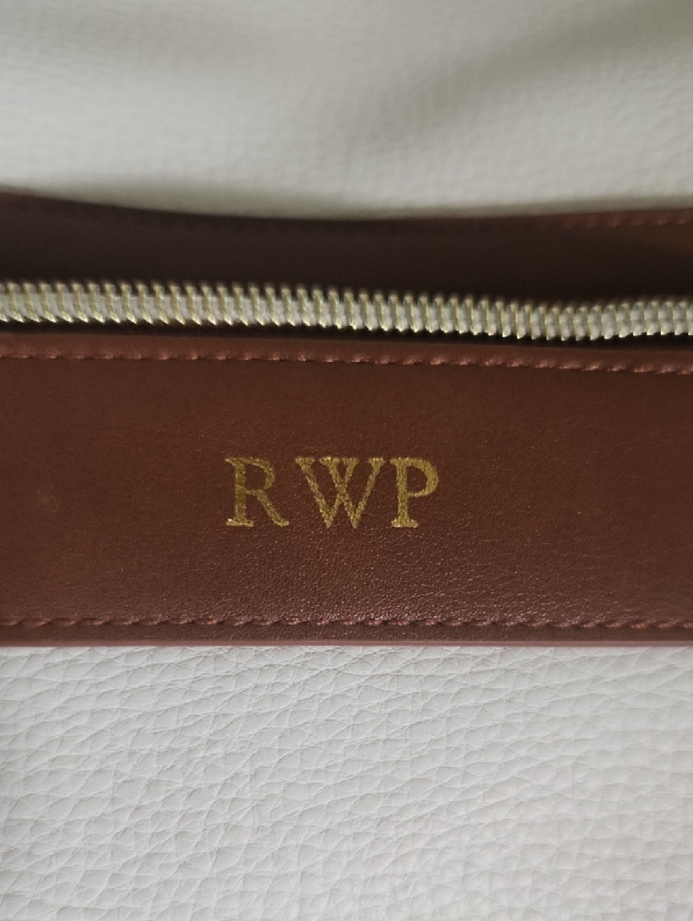 Mark & Graham White Tote with Brown Trim - Picture 6 of 11